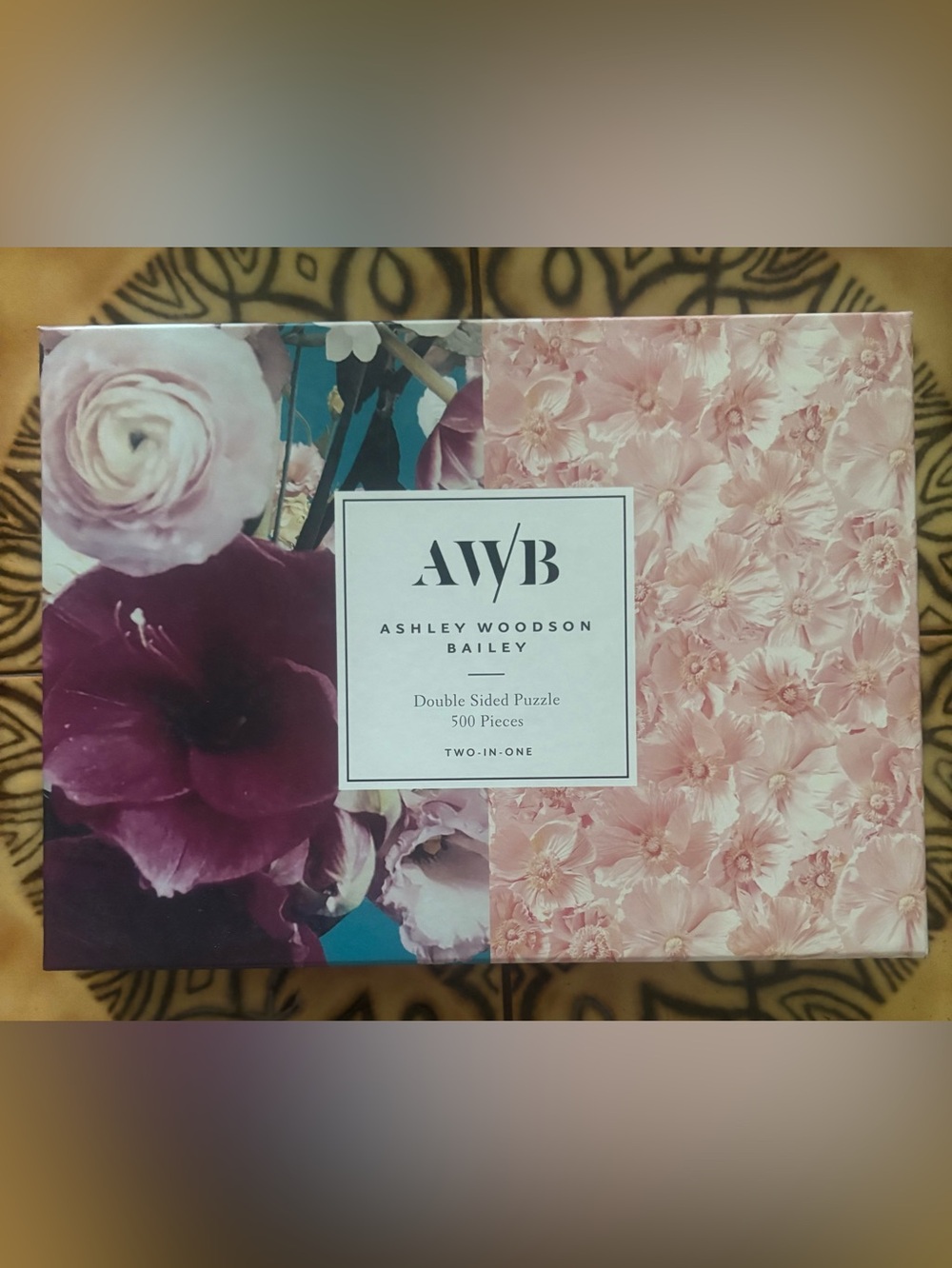 NWT Galison Ashley Woodson Bailey Floral 2-Sided 500 Pc Puzzle